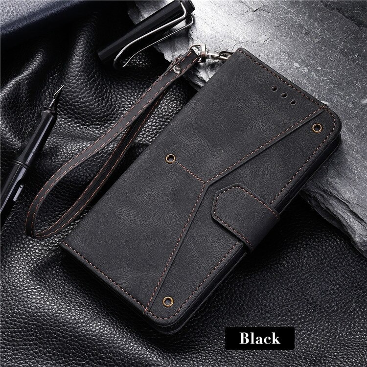 เคส iPhone 14 #เคสฝาพับหนัง PU Splicing Stitching Stand Skin-touch Leather