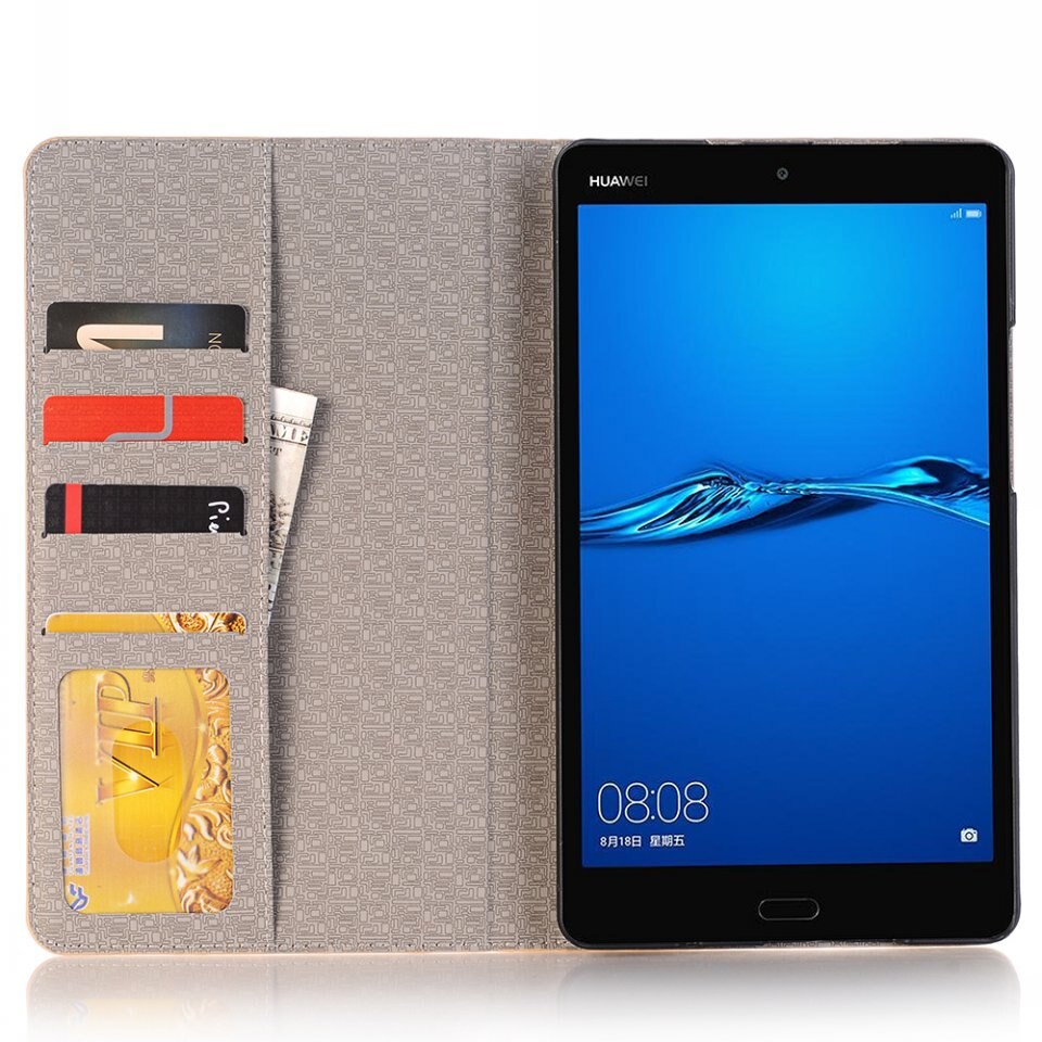 Case Huawei MediaPad M3 8.4นิ้ว #เคสฝาพับหนัง PU พิมพ์รูปแบบแผนที่ Map Pattern Stand Wallet Leather