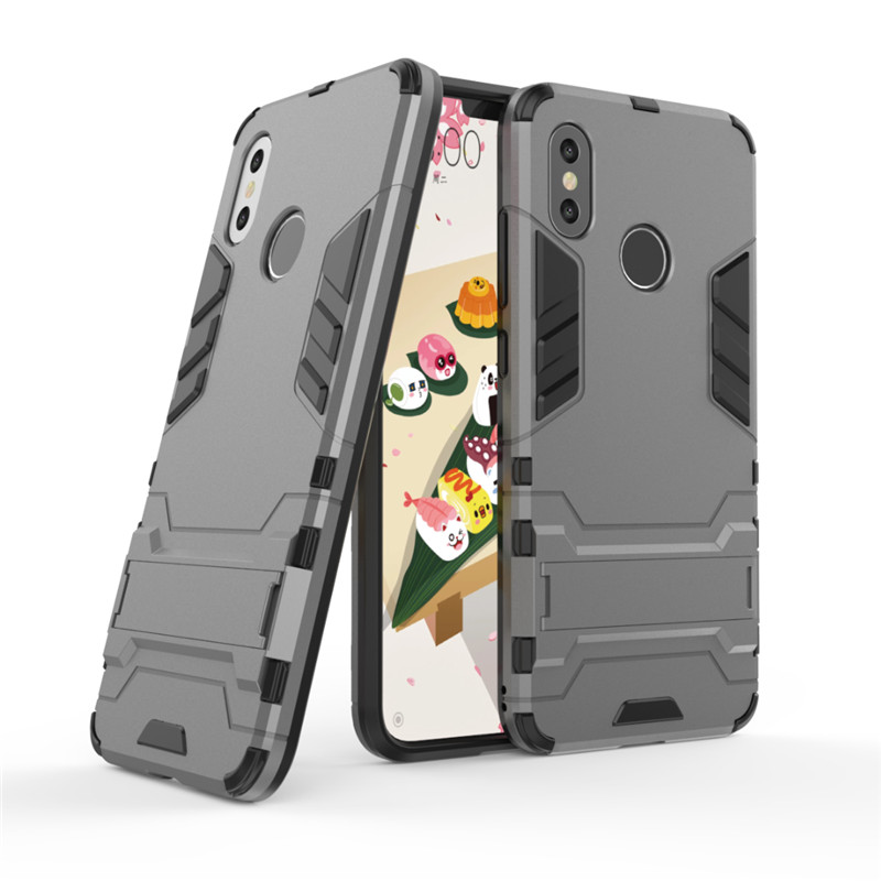 Case Xiaomi Mi 8 #เคสฝาหลังพลาสติก ไฮบริด TPU + Kickstand สีสันสวยงามทันสมัย
