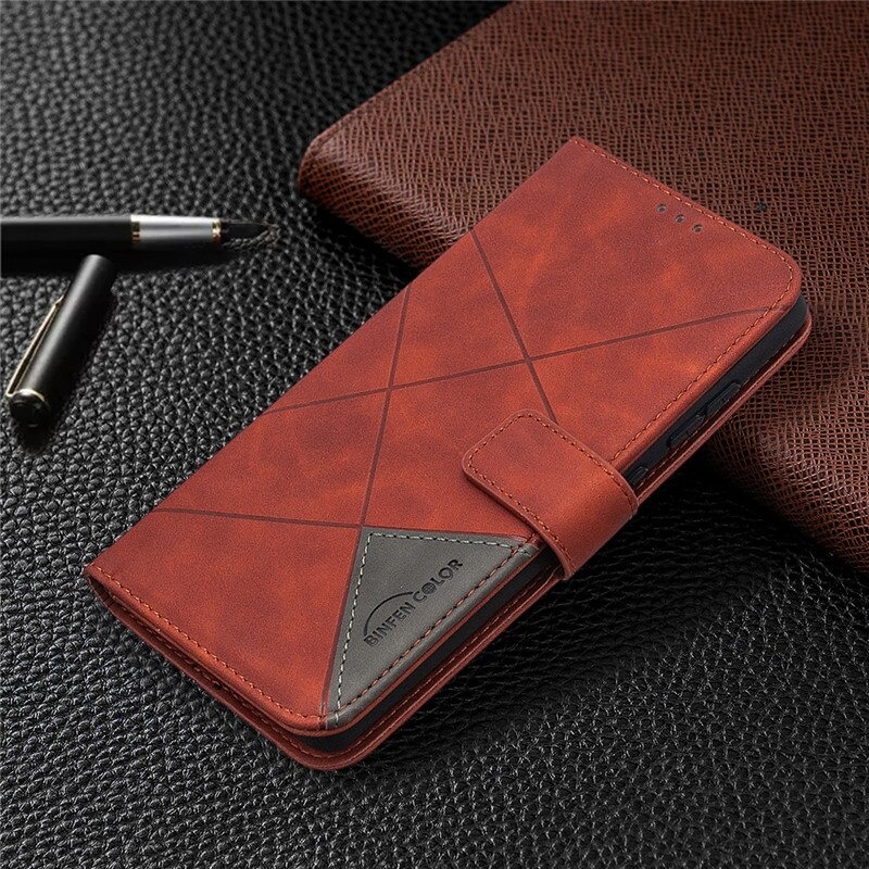 เคส Samsung Galaxy A13 4G #เคสฝาพับหนัง PU มีช่องเสียบ ID บัตรอื่นๆในตัว Geometric Pattern Leather Card Holder Protective