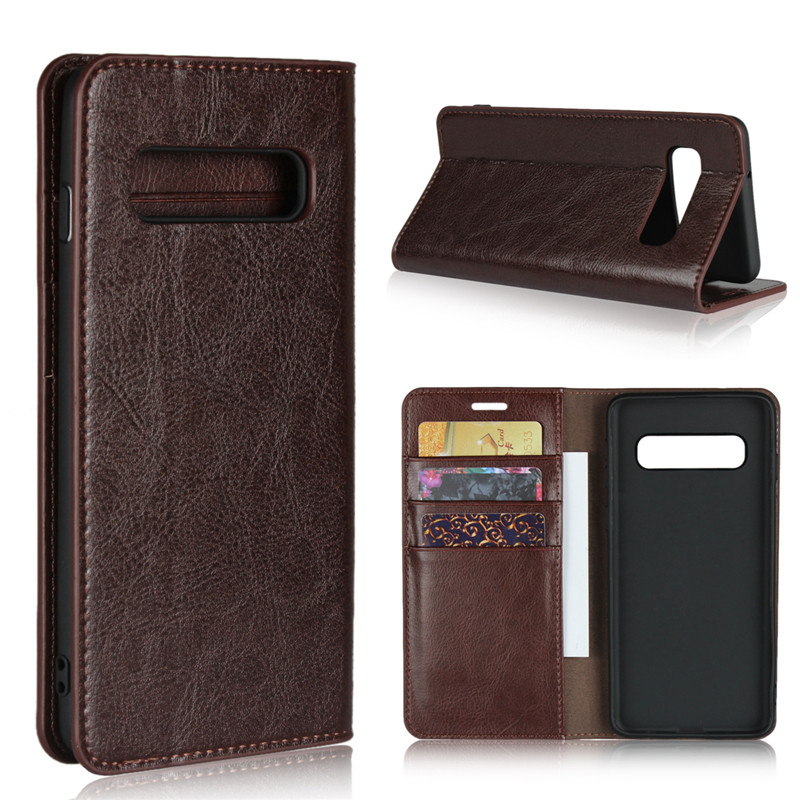 เคส Samsung Galaxy S10 #เคสฝาพับแบบกระเป๋าสตางค์คุณภาพดี Crazy Horse Genuine Leather Cover
