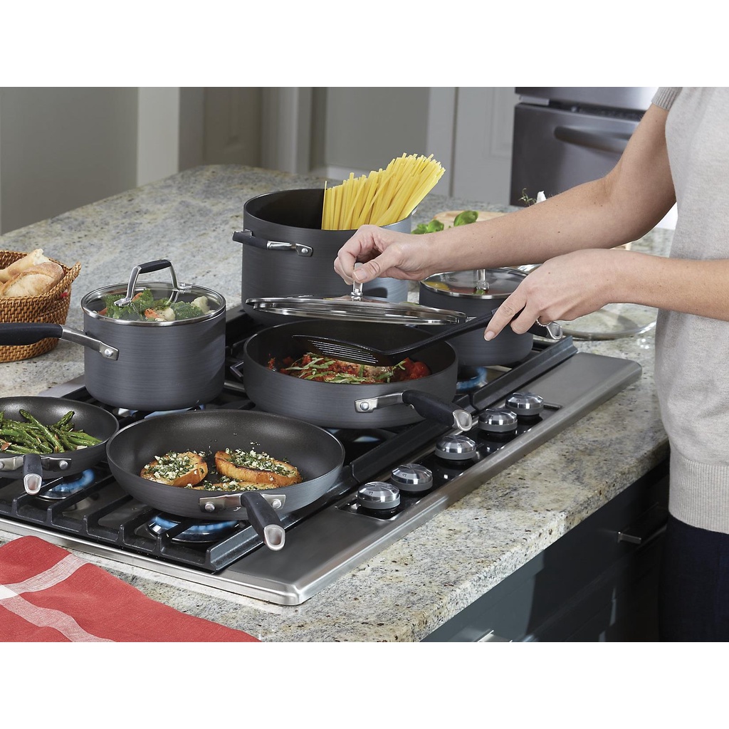 (Calphalon) Hard-Anodized Nonstick 10-Inch Fry Pan with Cover คาลฟาลอน กระทะ 10 นิ้ว กระทะเคลือบพร้อมฝาปิด