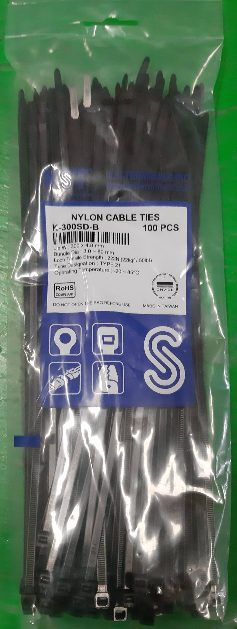 เคเบิ้ลไทร์KST 12 นิ้วดำ 300mm x 4.8mm