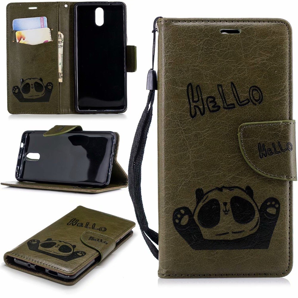 Case Nokia 3.1 #เคสฝาพับแบบกระเป๋าสตางค์หนัง PU พิมพ์ลาย Hello Panda Leather Wallet