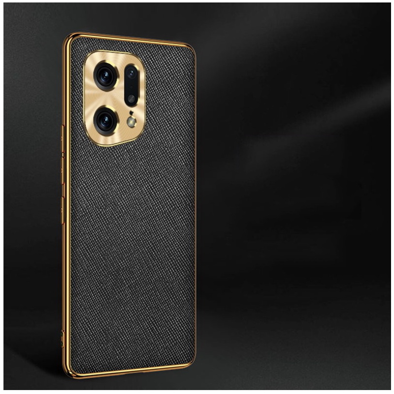 Case OPPO Find X5 Pro 5G #เคสฝาหลังมีกันเลนส์กล้องหนัง PU ขอบเงานิ่ม Luxury leather case with plated edges