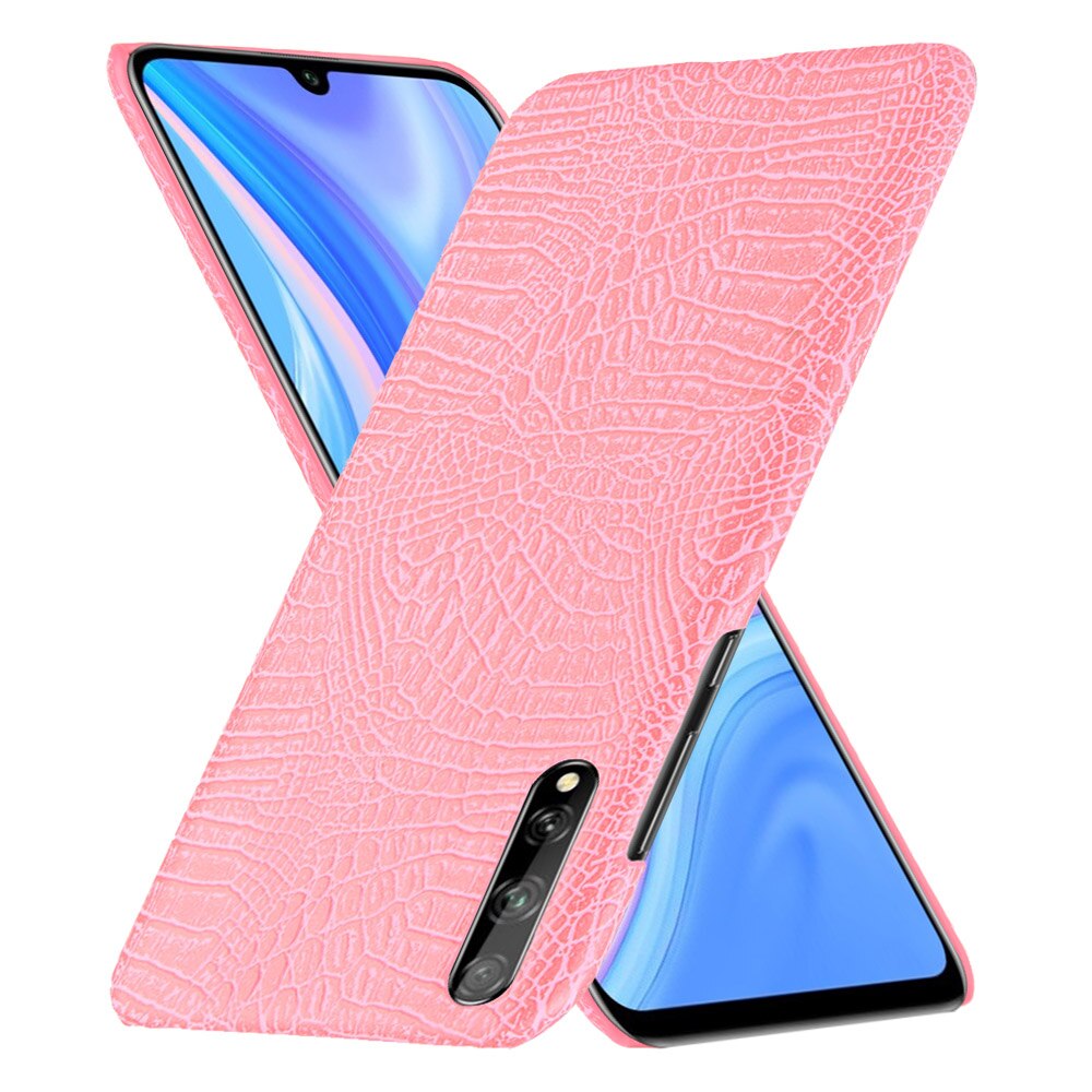 Case Huawei Y8p #เคสฝาหลังพลาสติกแข็งเคลือบหนัง PU ลายผิวหนังจระเข้