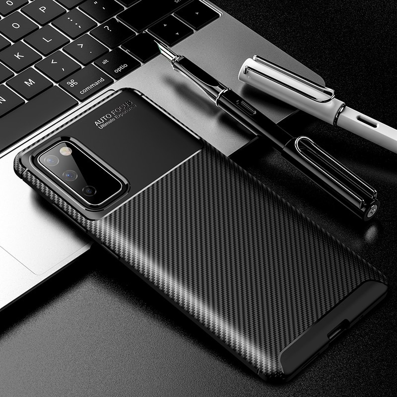 เคส Samsung Galaxy S20 #เคสฝาหลังนิ่ม Carbon Fiber Anti-drop TPU Protection