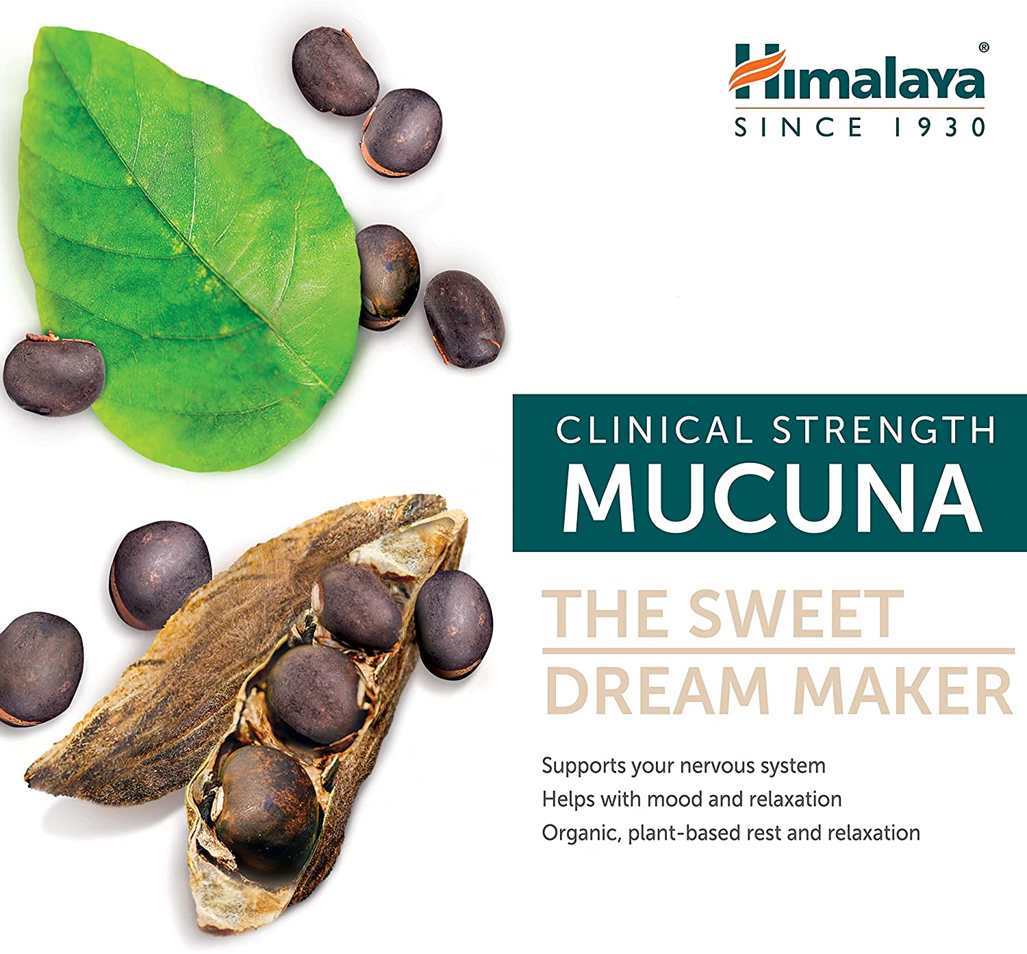 สารสกัดเมล็ดหมามุ่ยอินเดีย ออแกนิค Mucuna Certified USDA Organic 250mg 60 Caplets (Himalaya®)