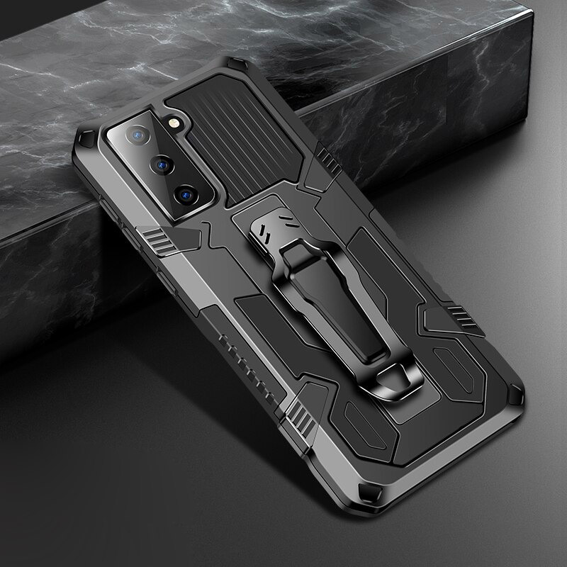 เคส Samsung Galaxy S21 FE 5G #เคสฝาหลังกันกระแทกมีคลิบหนีบ ไฮบริด พลาสติก+TPU Heavy Duty Rugged Hybrid