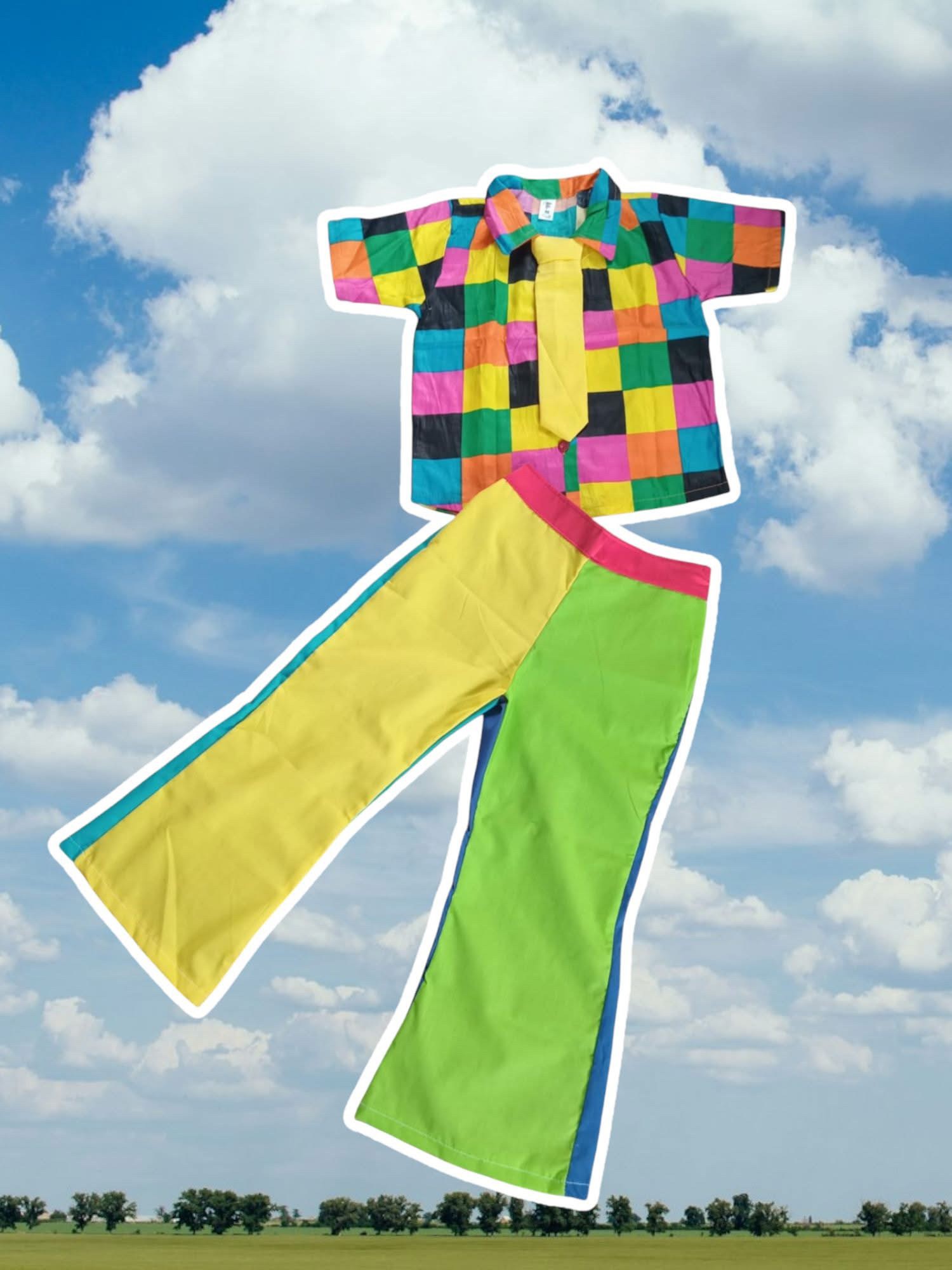 ชุดเด็ก แหยมลายตารางพร้อมเนคไท