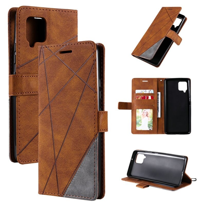 Case Samsung Galaxy A42 5G #เคสฝาพับหนัง PU มีช่องเสียบบัตรอื่นๆในตัว Geometric Pattern Leather Card Holder Protective