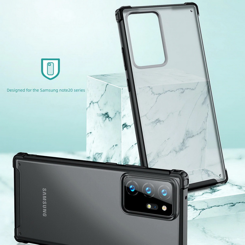 เคส Samsung Galaxy S20 Ultra / S20 Ultra 5G #เคสฝาหลังโปร่งแสงสีขุ่นขอบทึบ +TPU Hybrid Case