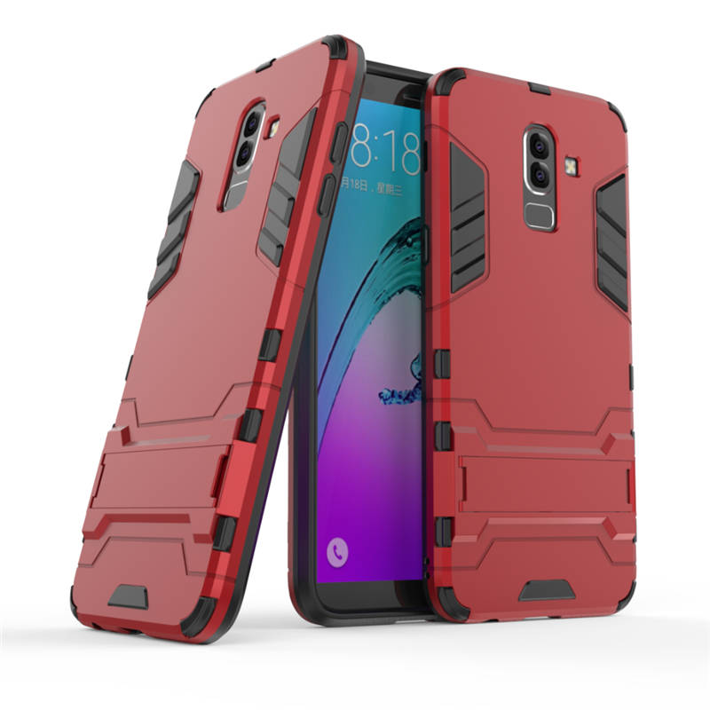 เคส Samsung Galaxy J8 (2018) #เคสฝาหลังพลาสติก ไฮบริด TPU + Kickstand