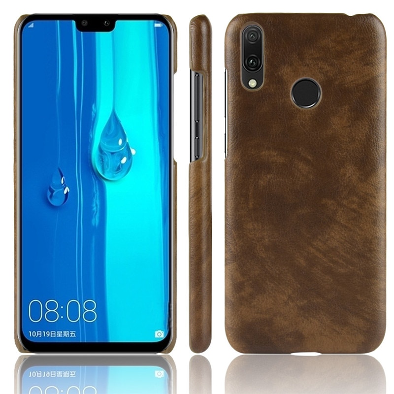 เคส Huawei Y9 (2019) #เคสฝาหลังพลาสติกแข็งเคลือบหนัง PU ลายผิวลิ้นจี่ Litchi Skin Leather Coated