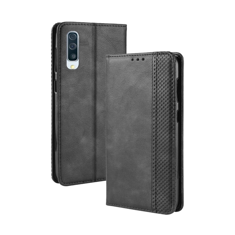 เคส Samsung Galaxy A70 #เคสฝาพับปกหนังสไตล์วินเทจดูดซับอัตโนมัติแบบกระเป๋าสตางค์