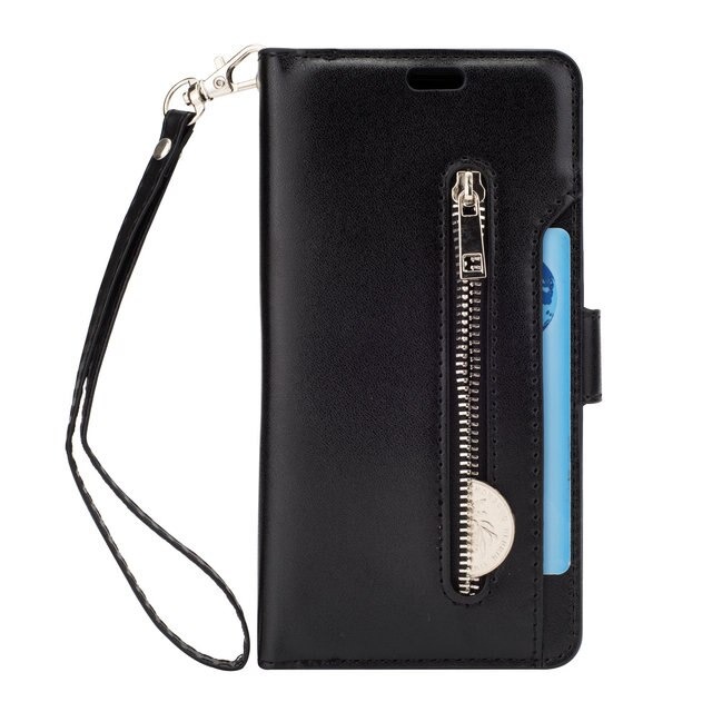 Case Samsung Galaxy Note 10+ #เคสฝาพับแบบกระเป๋าสตางค์ช่องใส่บัตรหลายช่อง Multi-slot Wallet Zippered Leather พร้อมสายคล้อง