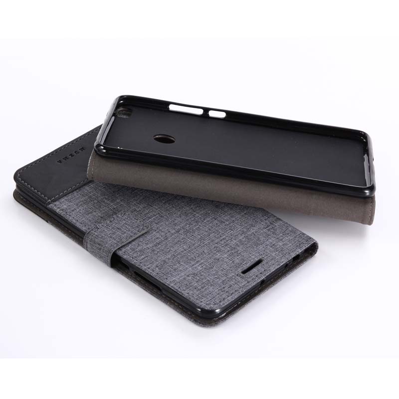 Case Xiaomi Mi Max 2 #เคสแบบฝาพับ MUXMAหนังPU ออกแบบสีทูโทนตัดลายผ้า Canvas Splicing