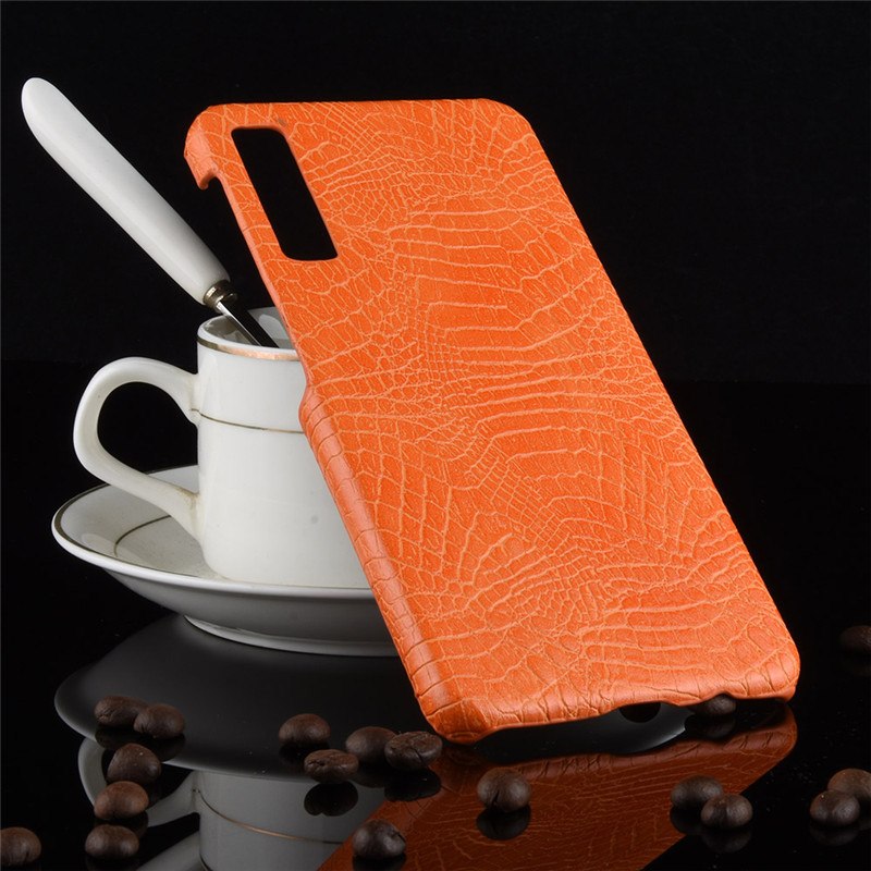 Case Samsung Galaxy A7 (2018) #เคสฝาหลังพลาสติกแข็งเคลือบหนัง PU ลายผิวหนังจระเข้
