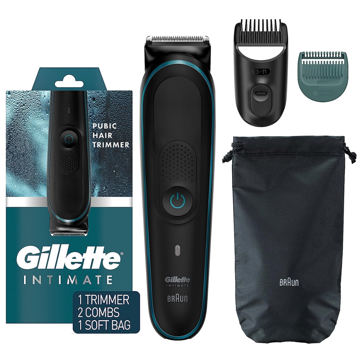Gillette® Intimate Pubic Hair Trimmer Model:5544 ยิลเลตต์ เครื่องโกนขนไฟฟ้า สำหรับผู้ชาย ใช้งานได้ทั้งแบบเปียกและแห้ง