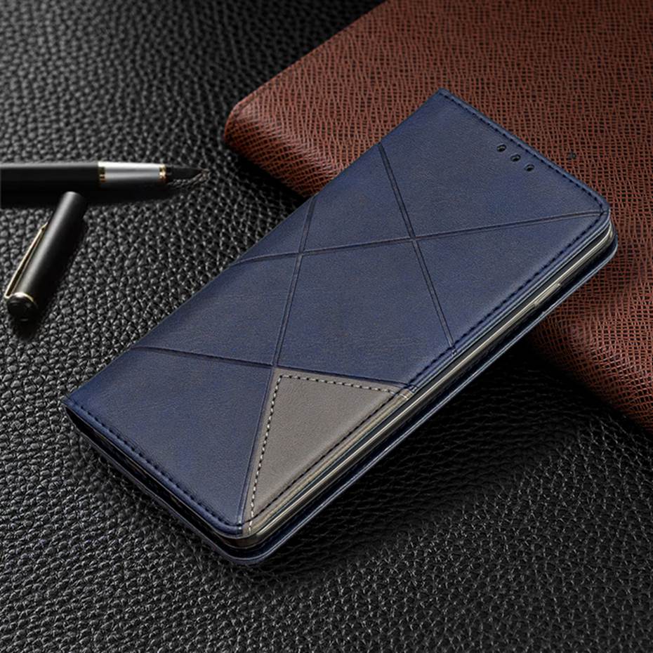 Case Samsung Galaxy S10 Plus #เคสฝาพับหนัง PU มีช่องเสียบ ID บัตรอื่นๆในตัว Geometric Pattern Leather Card Holder Protective