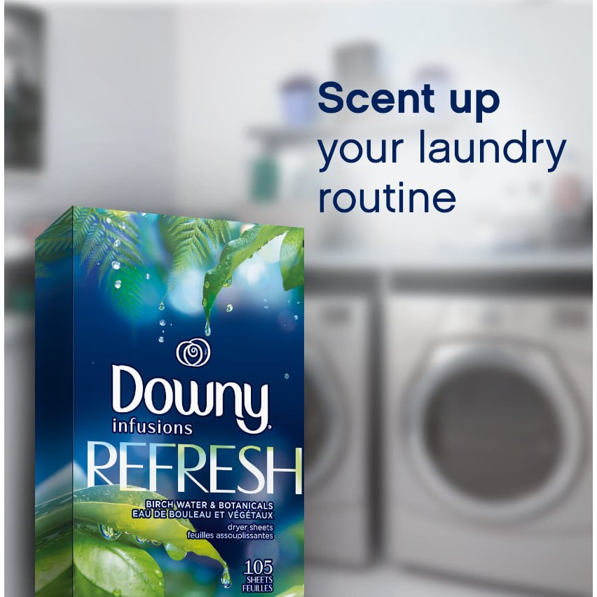 Downy® Infusions Refresh Dryer Sheets 105, 200 Sheets แผ่นหอมอบผ้า ดาวน์นี่