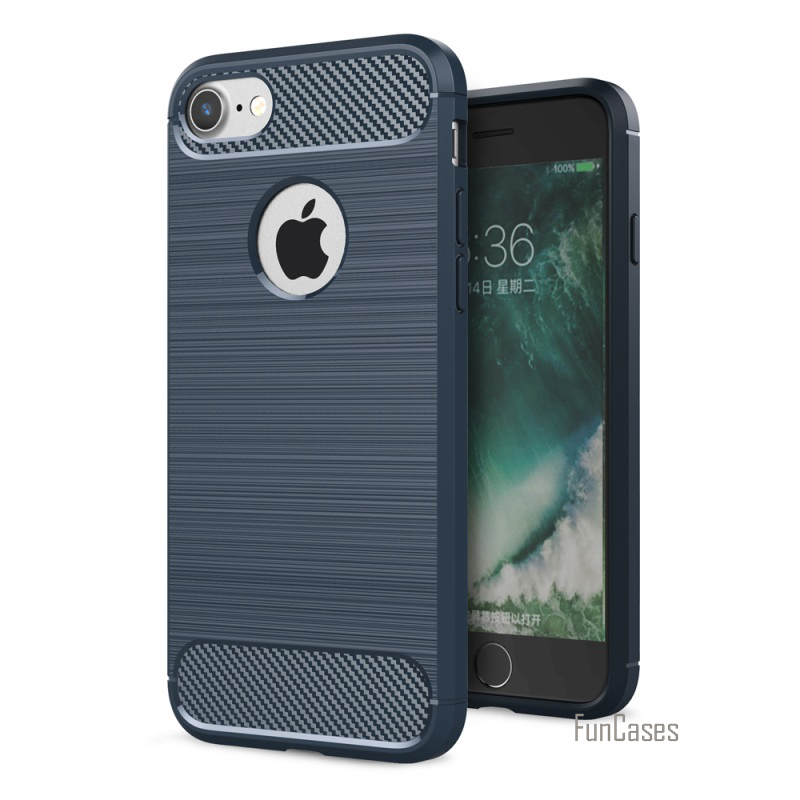 เคส iphone 7 เคสฝาหลังกันกระแทกผิวขัดโลหะตกแต่งด้วยไฟเบอร์คาร์บอน สวยงามทันสมัย
