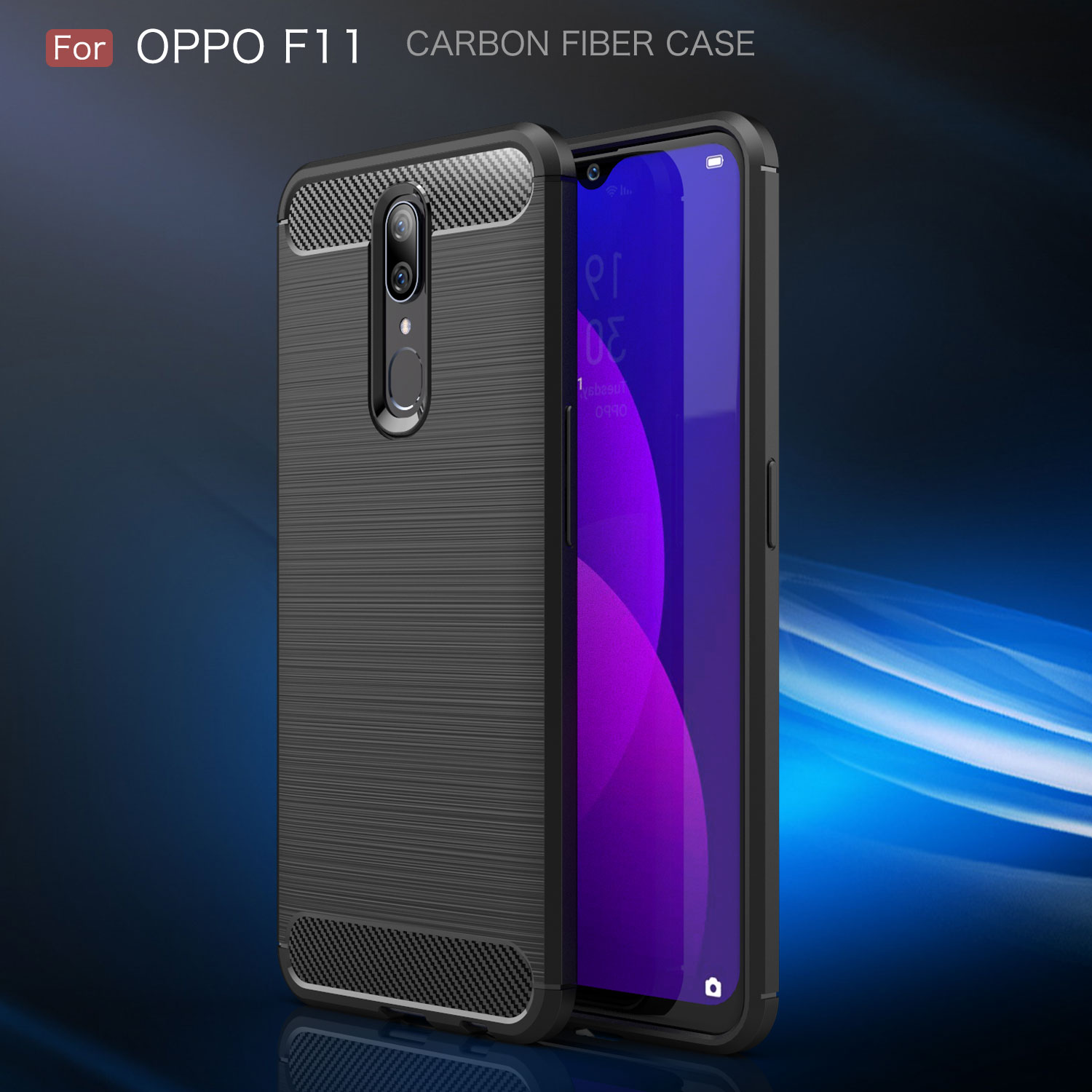 เคส OPPO F11 #เคสฝาหลัง TPU นิ่มคาร์บอนไฟเบอร์แบบผิวขัดแปรง