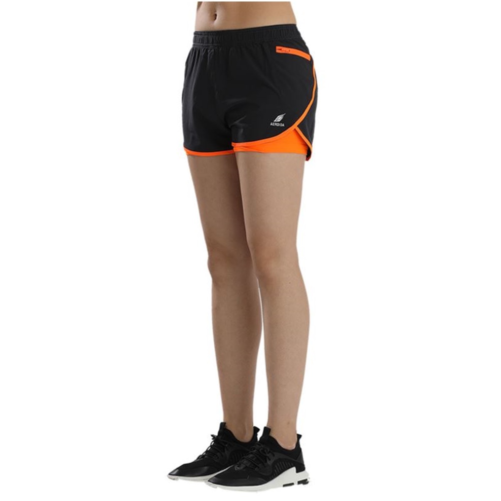 (SALE) กางเกงวิ่งมาราธอน ขาสั้นผู้หญิง มีซับใน 2-in-1 AERDIDA รุ่น W2017-33(G4)