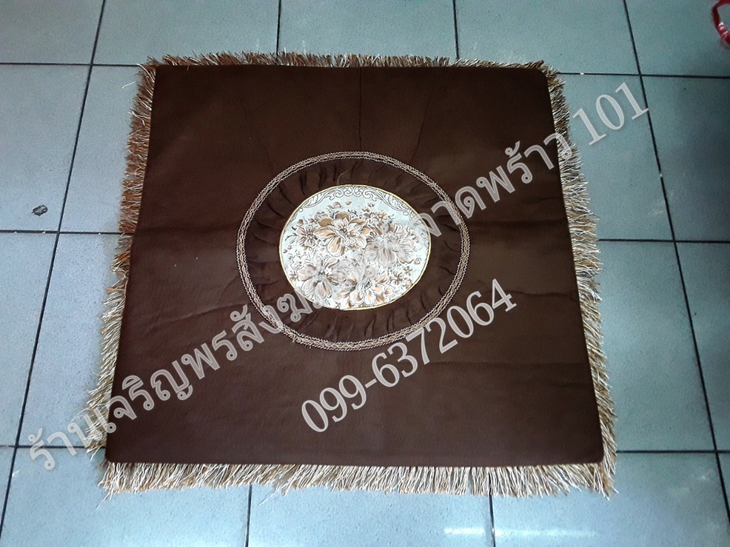 รุ่นหนา!! เบาะรองนั่ง อาสนะ ถอดซักได้ ขนาด 65x65 ซม. แบบกำมะหยี่เนื้อดี ลายดอกไม้ ขอบขลิบดิ้นทอง สำหรับพระภิกษุสามเณร