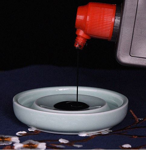 จานเซรามิคใส่หมึกพู่กันจีน(จานเซรามิคทำด้วยมือ) 毛笔书法墨盒手工陶瓷墨碟 Brush Calligraphy Ink Cartridge Handmade Ceramic Ink Dish (Handmade)