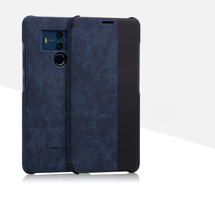 เคส Huawei Mate 10 Pro #เคสฝาพับมีช่องวิวด้านข้างแนวยาวหนัง PU ผิวหนังม้าแบบคลาสสิกคุณภาพดีสวยหรู