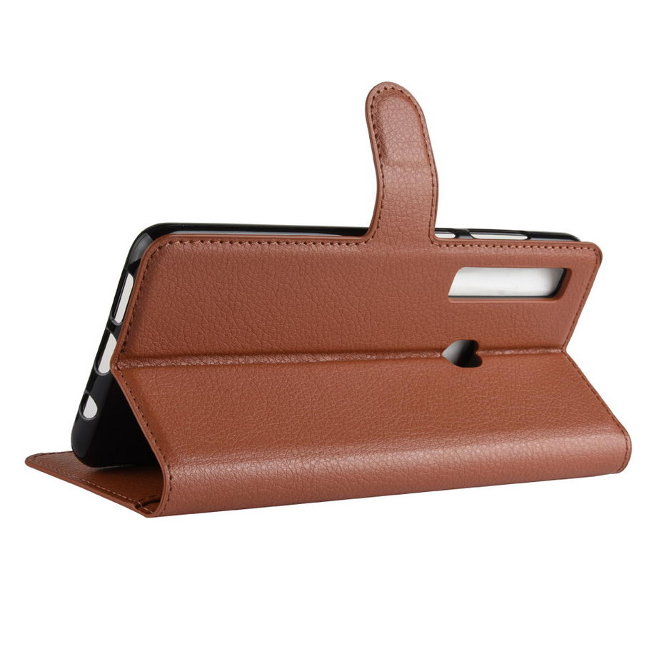 เคส Samsung Galaxy A9 (2018) #เคสฝาพับสไตล์กระเป๋าสตางค์หนัง PU ผิวลิ้นจี่