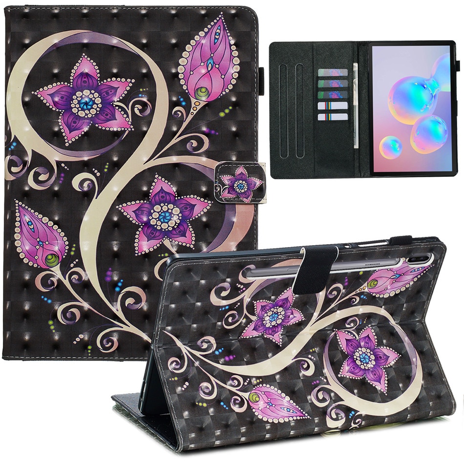 Case Samsung Galaxy Tab S6 SM-T860 SM-T865 #เคสฝาพับหนัง PU พิมพ์ลวดลายสไตล์กระเป๋าสตางค์