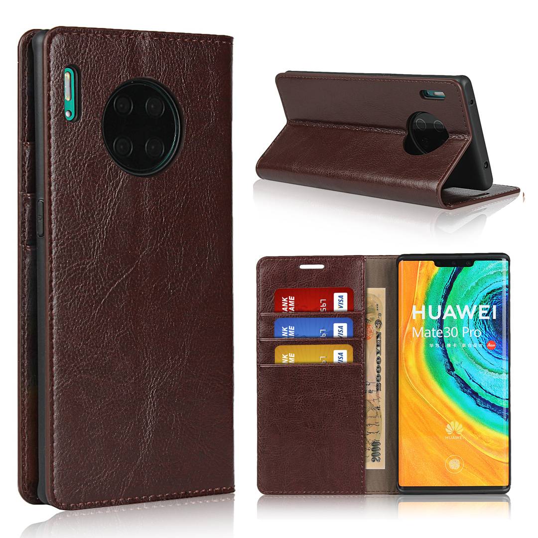 Case Huawei Mate 30 Pro #เคสฝาพับหนังแท้แบบกระเป๋าสตางค์คุณภาพดี Crazy Horse Genuine Leather Cover