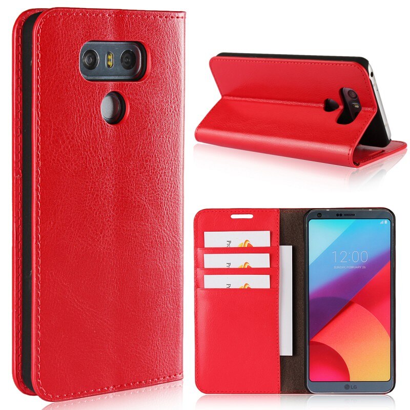 Case LG G6 #เคสฝาพับแบบกระเป๋าสตางค์คุณภาพดี Crazy Horse Genuine Leather Cover