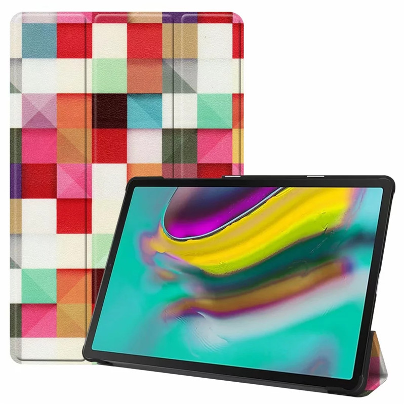 Case Samsung Galaxy Tab S5e SM-T720 #เคสฝาพับหนัง PU พิมพ์ลาย Patterned Tri-fold Stand Leather Smart Case
