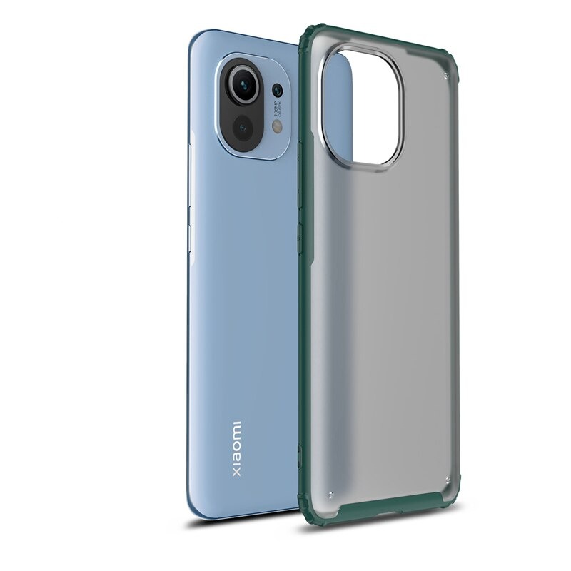 Case Xiaomi Mi 11 Lite #เคสฝาหลังโปร่งแสงสีขุ่นขอบทึบ +TPU Hybrid Case