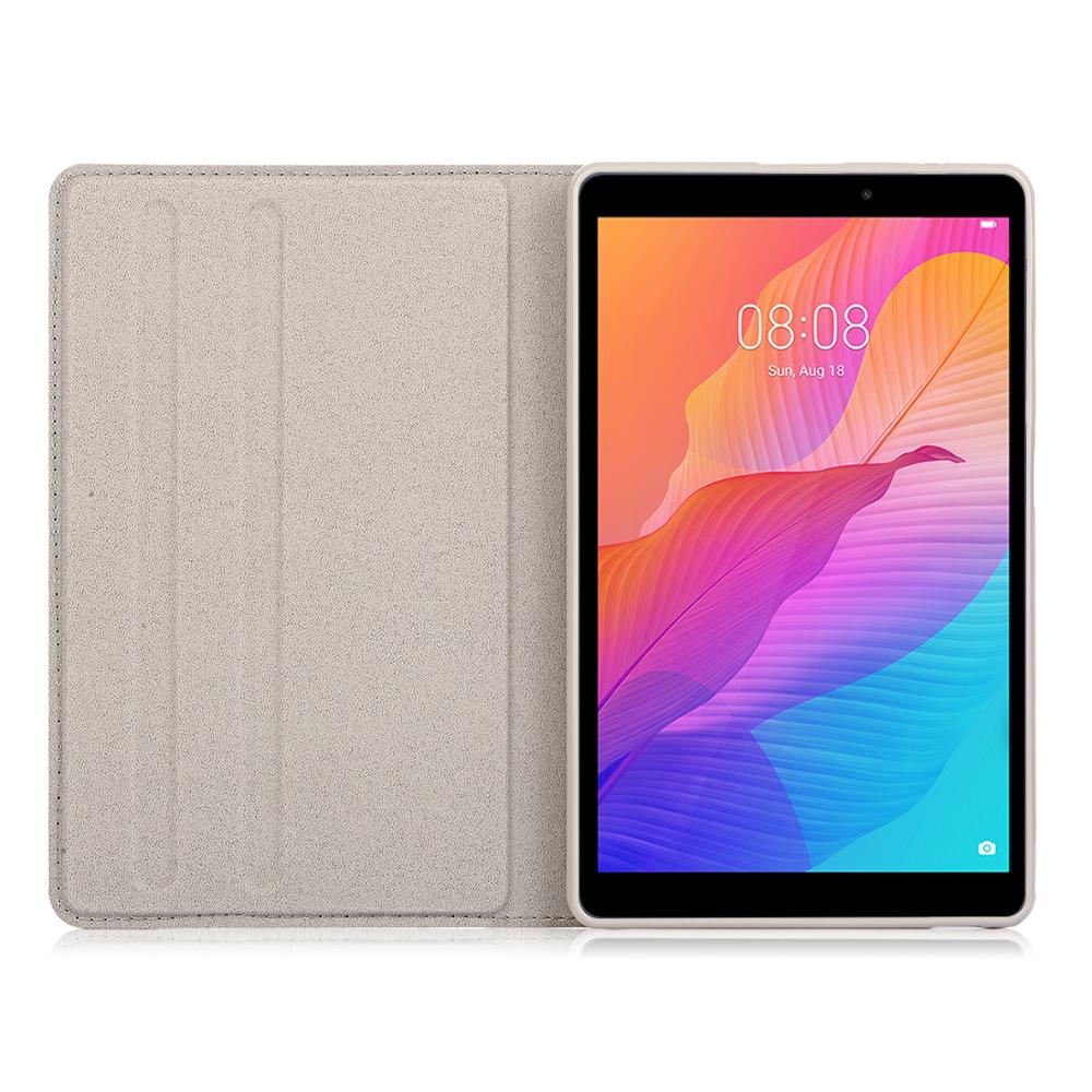 Case Huawei MatePad T8 8 นิ้ว #เคสฝาพับหนัง PU ลายผิวผ้า Soft Silicone Case Adjustable Stand Business Card Slot Cover