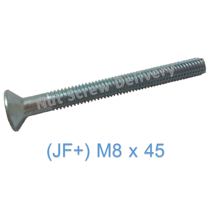 สกรูหัวเตเปอร์มิลขาว (JF) M8 x 45