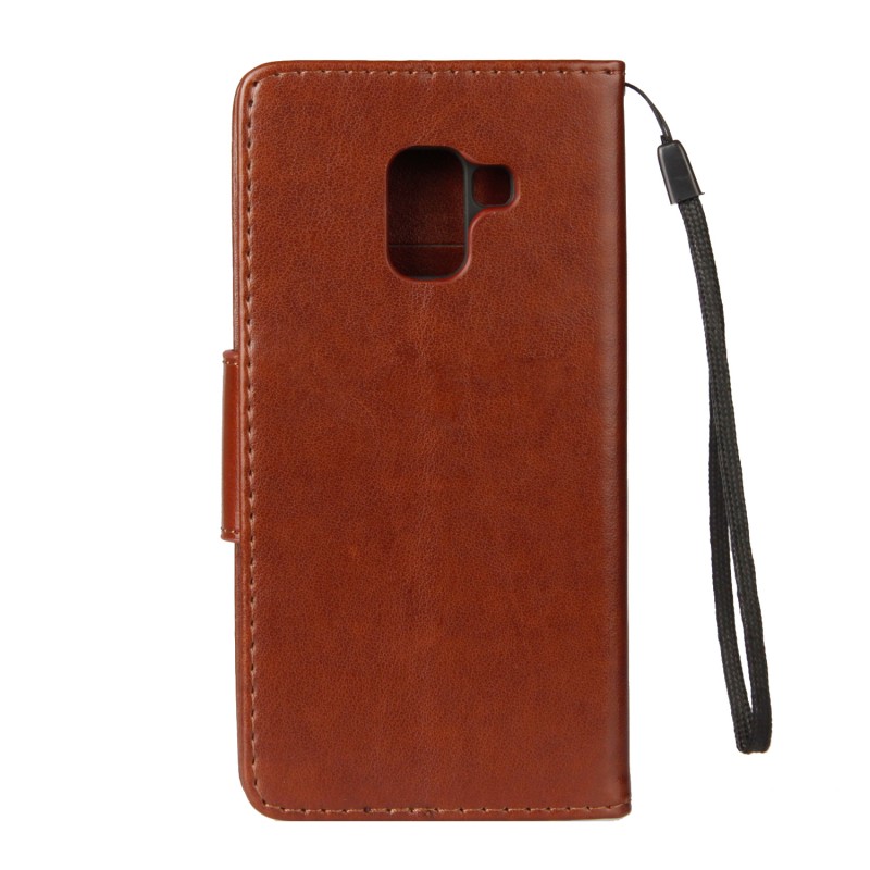 เคส Samsung Galaxy A8+ (2018) #เคสฝาพับสไตล์กระเป๋าสตางค์หนัง PU ปั้มลายนูนรูปต้นไม้มีช่องใส่บัตร