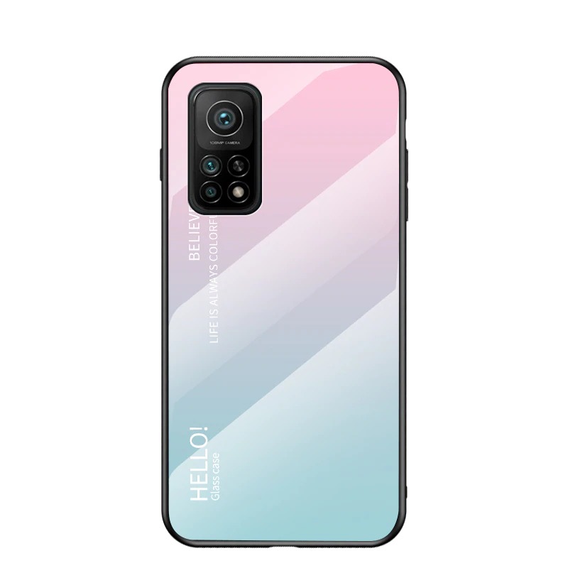 เคส Xiaomi Mi 10T Pro #เคสฝาหลัง Gradient Color Glass + PC + TPU Hybrid Case