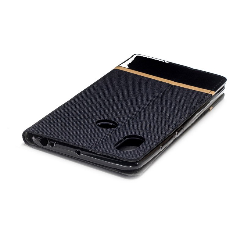 Case Xiaomi Mi Max 3 #เคสฝาพับหนัง PU ผิวเคลือบ Cloth Texture Splicing PU Leather
