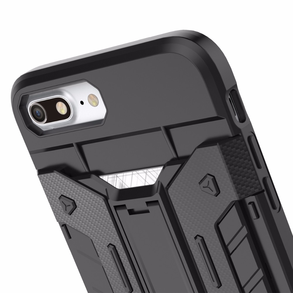 Case iphone 7 plus / 8 plus #เคสฝาหลังเกราะ Kickstand PC + TPU สล็อตการ์ดไฮบริดสีสันสดใส