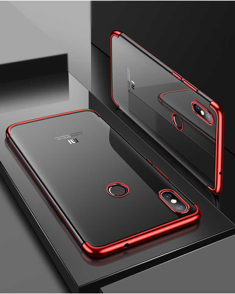 Case Xiaomi Mi 8 (6.21-inch) #เคสฝาหลังใสนิ่มขอบสีชุบเงาเหมือนโลหะคุณภาพดีราคาเบาๆสบายกระเป๋า