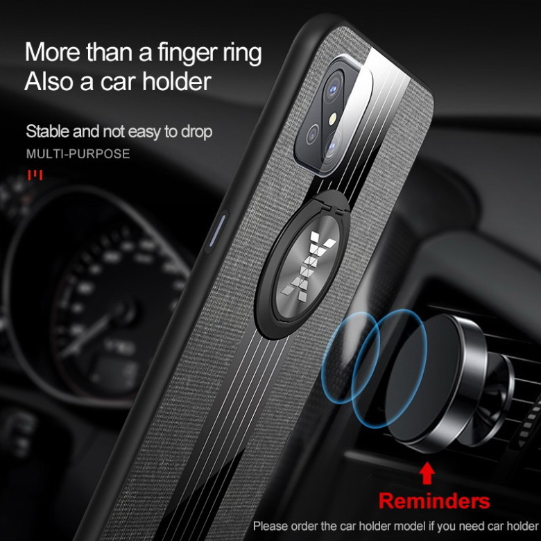 Case OPPO Reno 4Z 5G #เคสฝาหลังเคลือบผ้าเนื้อมีแหวนสวมนิ้ว TPU ไฮบริด+อะคริลิ + แหวนโลหะ