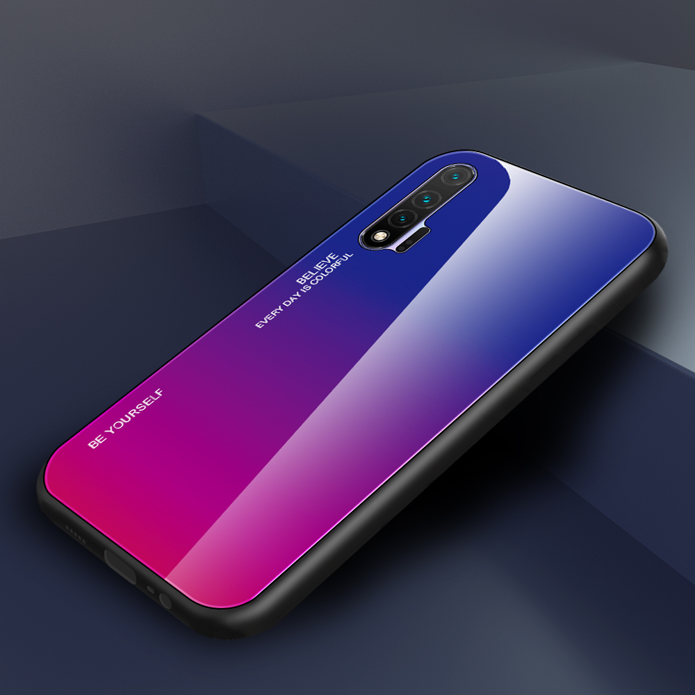 Case Huawei nova 6 #เคสฝาหลัง Gradient Color Glass + PC + TPU Hybrid Case