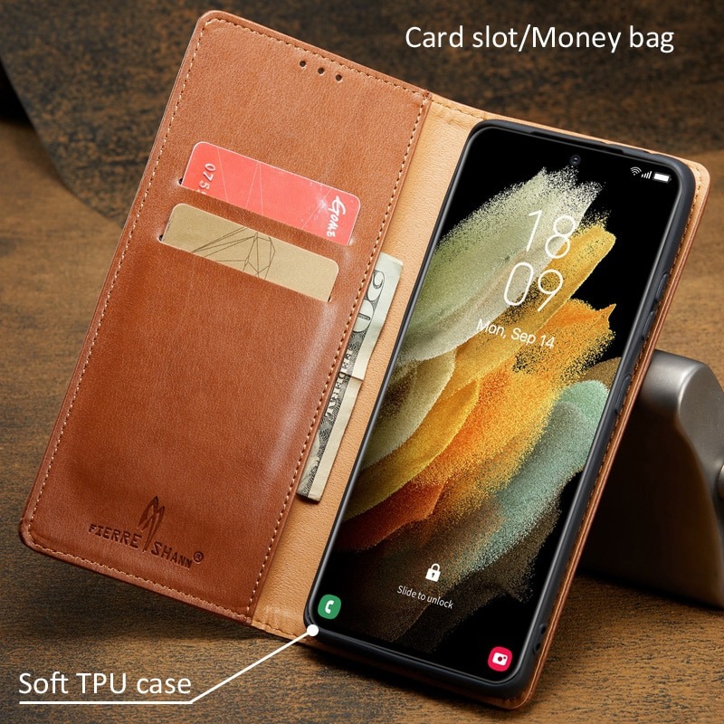 เคส Samsung Galaxy S21#เคสหนัง PU สไตล์กระเป๋าสตางค์พร้อมช่องใส่การ์ด Luxury Flip Stand Card Phone Leather Wallet Cover Casing