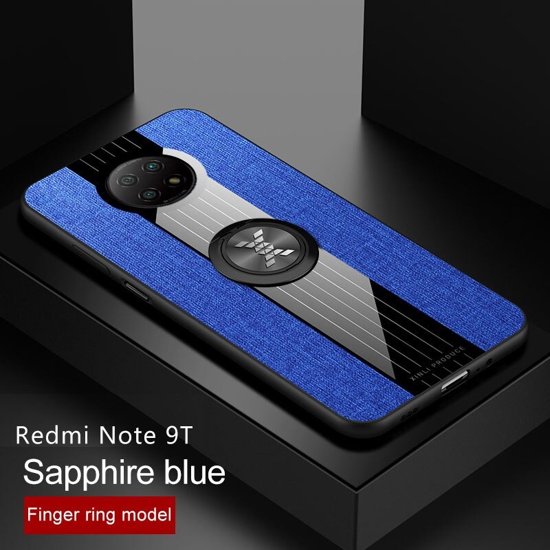 เคส Redmi Note 9T 5G #เคสฝาหลังเคลือบผ้าเนื้อมีแหวนสวมนิ้ว TPU ไฮบริด+อะคริลิค + แหวนโลหะ