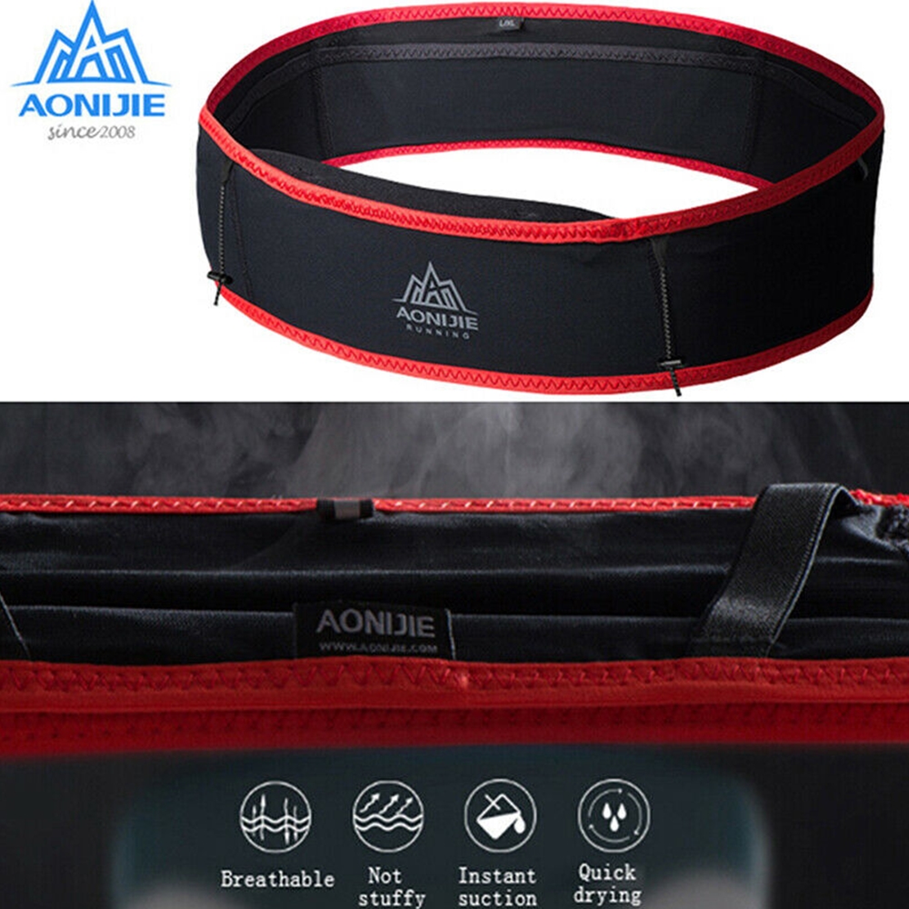 กระเป๋าคาดเอว AONIJIE แบบบาง ใส่ขวดน้ำได้ แถมฟรีขวดน้ำพับได้ 250ml(A17)