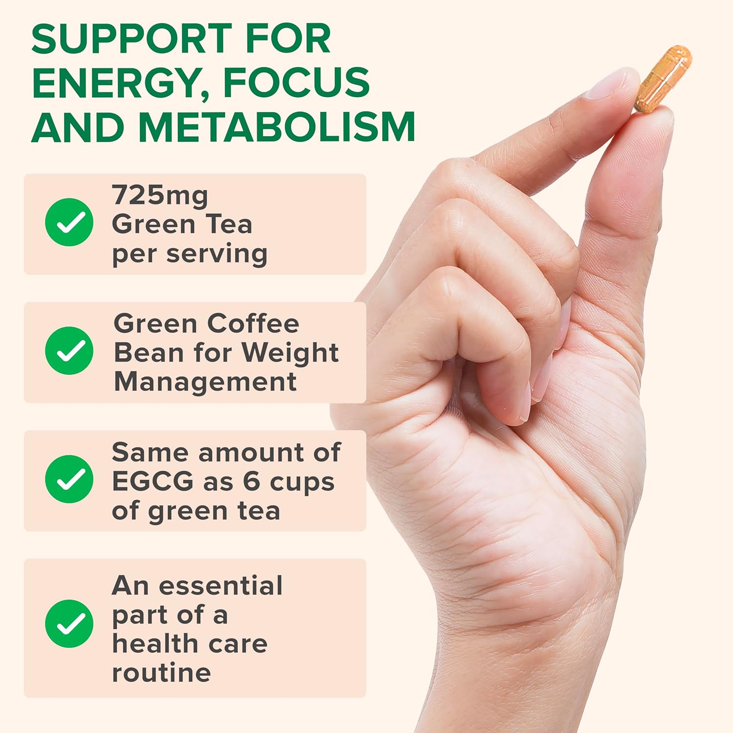 Zenwise Health Green Tea Extract Supplement With EGCG & Vitamin C 120 Capsules สารสกัดชาเขียว